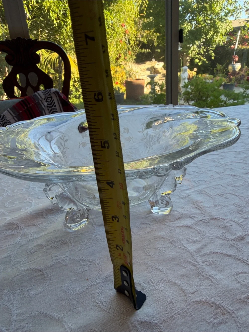 Rare Heisey Orchid Three Toed Seahorse Bowl Etched Glass USA